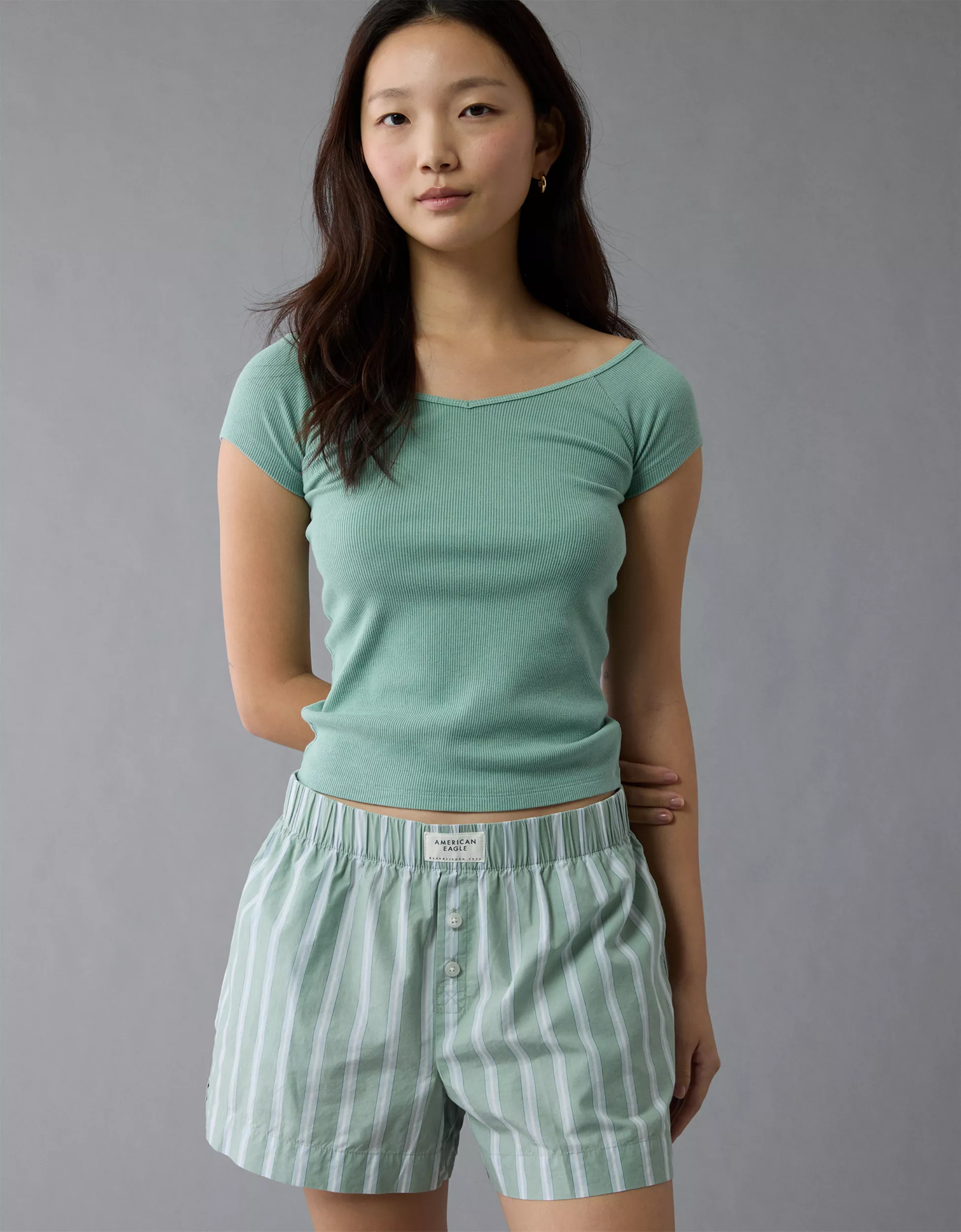 AE Saltwash V-Neck Baby Tee | American Eagle Outfitters (US & CA)