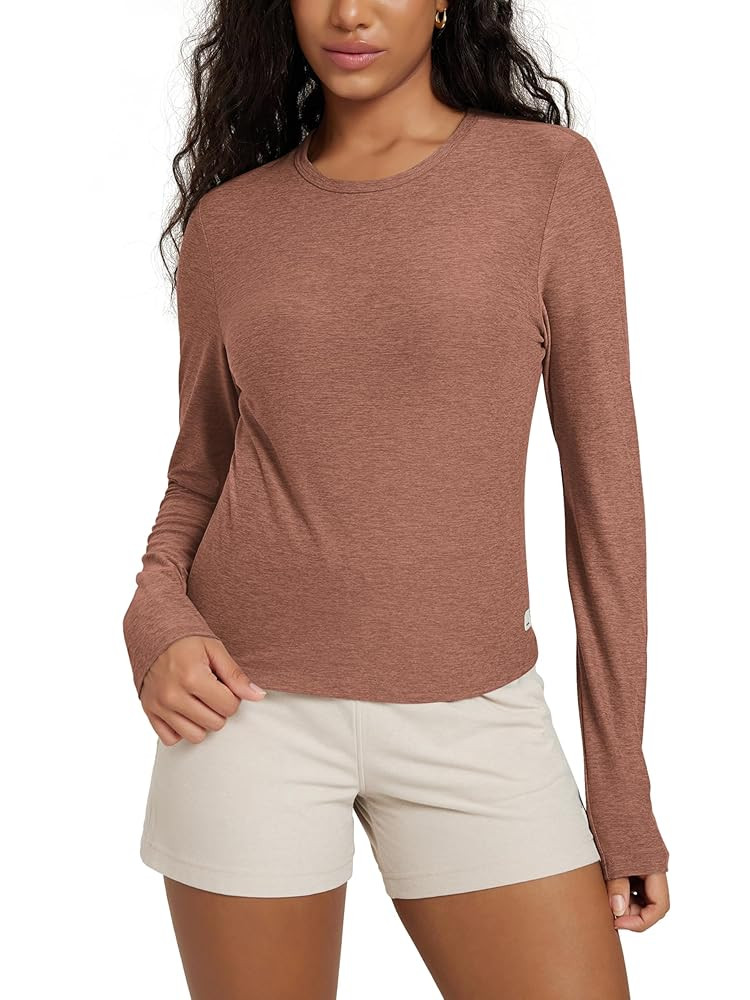 ODODOS Women's Long Sleeve Performance T-Shirts - Ultra Soft Stratum Tech Crew Neck Tee UPF 50+ E... | Amazon (US)