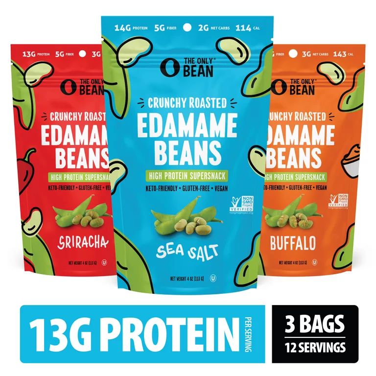 The Only Bean Crunchy Roasted Edamame Beans, 4 oz (3 Pack) | Walmart (US)