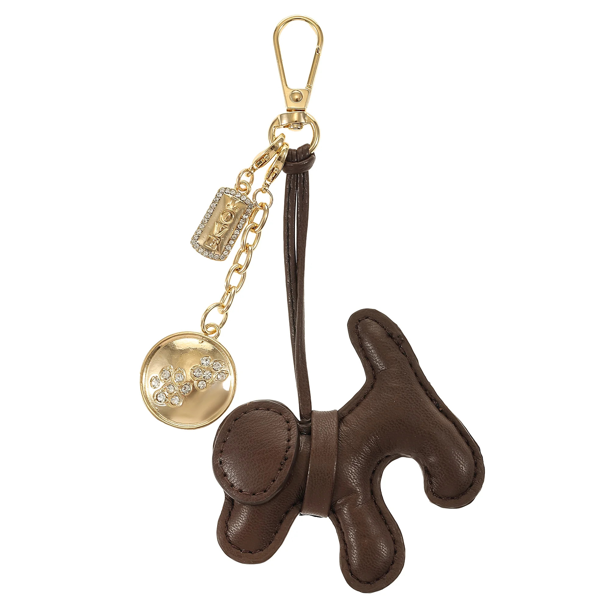 Time and Tru Goldtone and Faux Leather Dog Bag Charm, Brown, 1 Piece | Walmart (US)