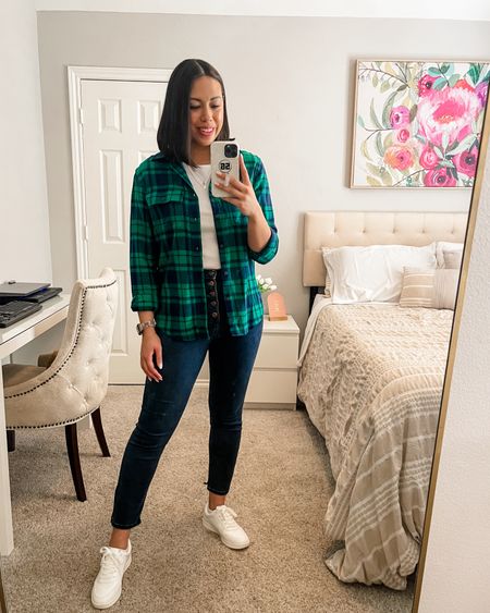 Transitioned my go-to flannel into a casual spring outfit! I paired this green/navy flannel with a white cotton tee, dark button fly jeans (sold out) and white sneakers.

- Flannel: Size Medium 
- Cotton Tee: Size Medium 
- Dark Button Fly Jeans: Sold Out
- White Sneakers: Size 8


#LTKSeasonal #LTKfindsunder50 #LTKstyletip