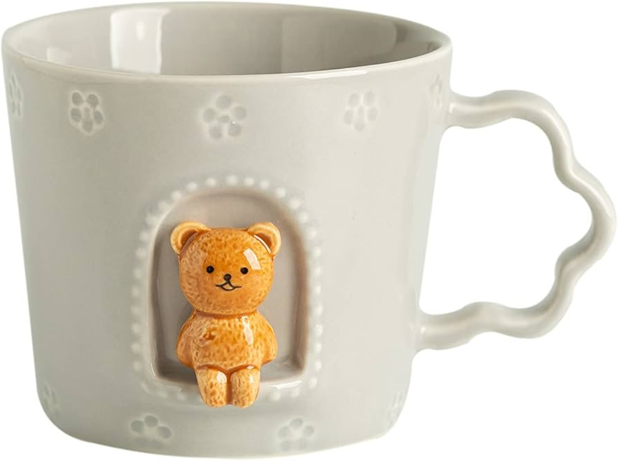 DIHOclub Bear Ceramic Cup Window Animals Mug Cute Cartoon Handmade Figurine Mugs,Holiday and Birt... | Amazon (US)