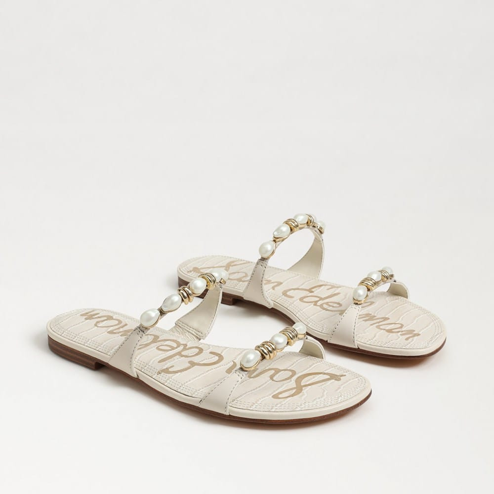 Cian Pearl Flat Sandal Modern Ivory Leather | Sam Edelman