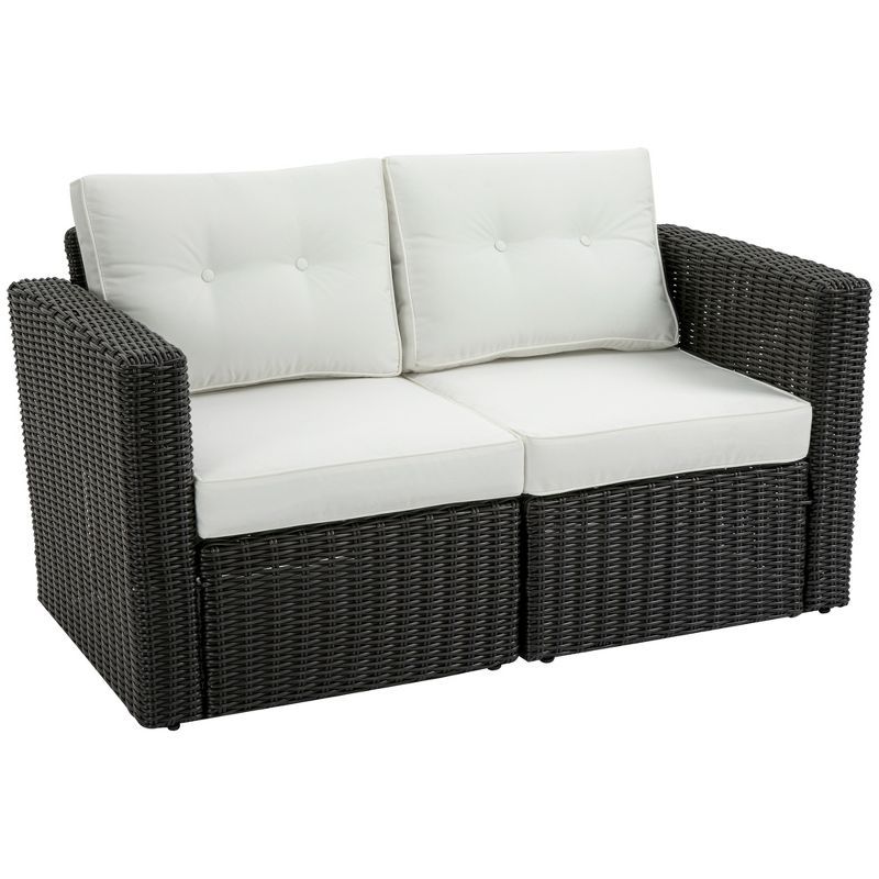 Outsunny 2 Piece Patio Wicker Corner Sofa Set, Outdoor PE Rattan Furniture, with Curved Armrests ... | Target