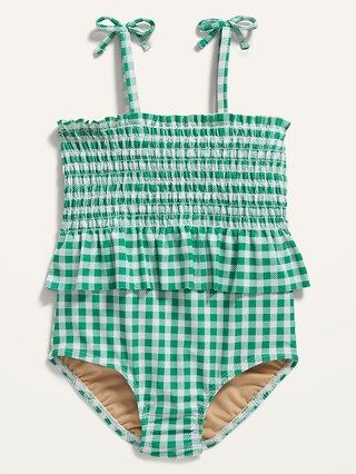 Smocked Peplum Printed Swimsuit for Toddler Girls | Old Navy (CA)