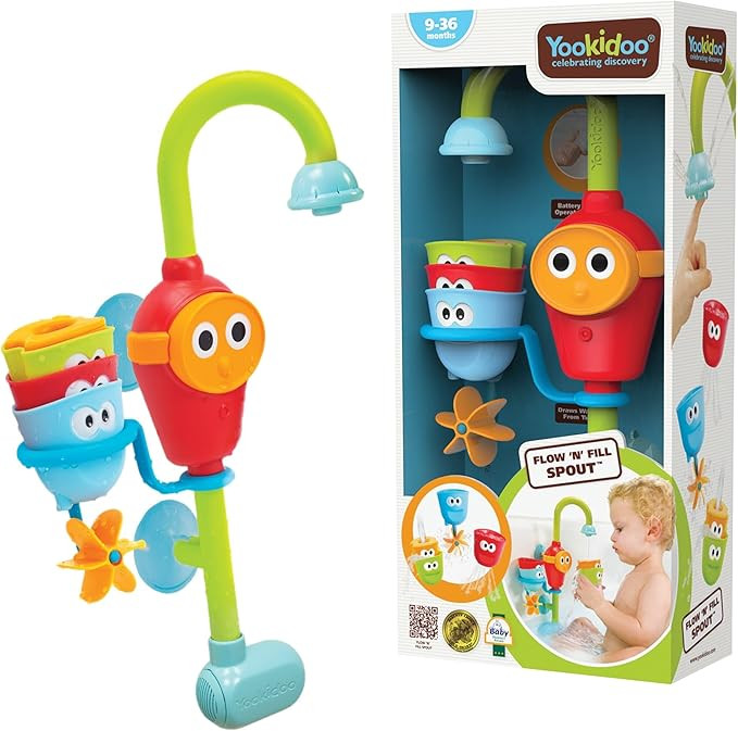 Yookidoo Toddler and Baby Bath Toy (Ages 1-3): Flow N Fill - 3 Stackable Play Cups - Battery Oper... | Amazon (US)