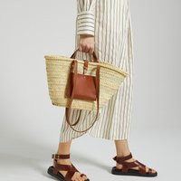 Panier Basket Bag with Tan Pouch in Doum Palm Tree Leaves/Leather | La Redoute (UK)