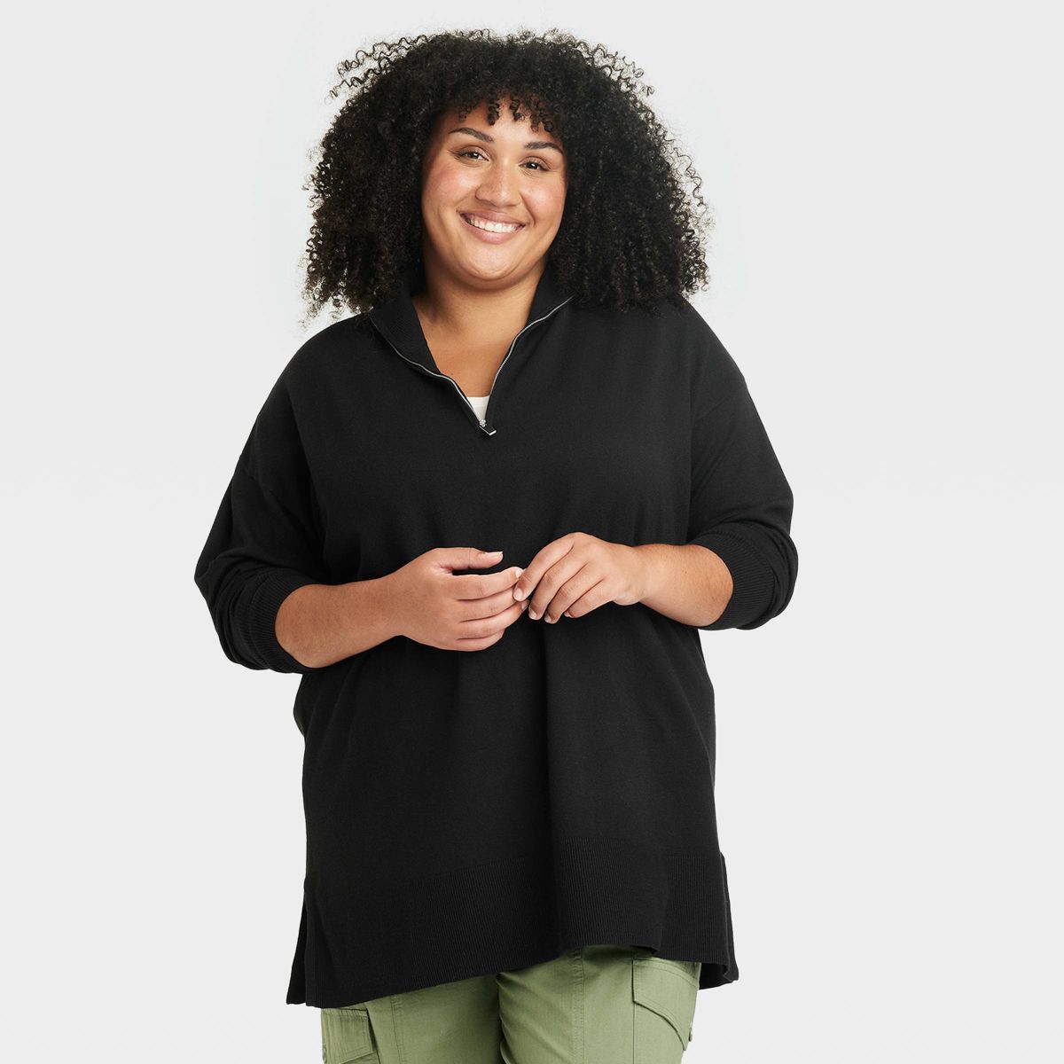 Women's Quarter Zip Mock Turtleneck Pullover Sweater - Ava & Viv™ | Target