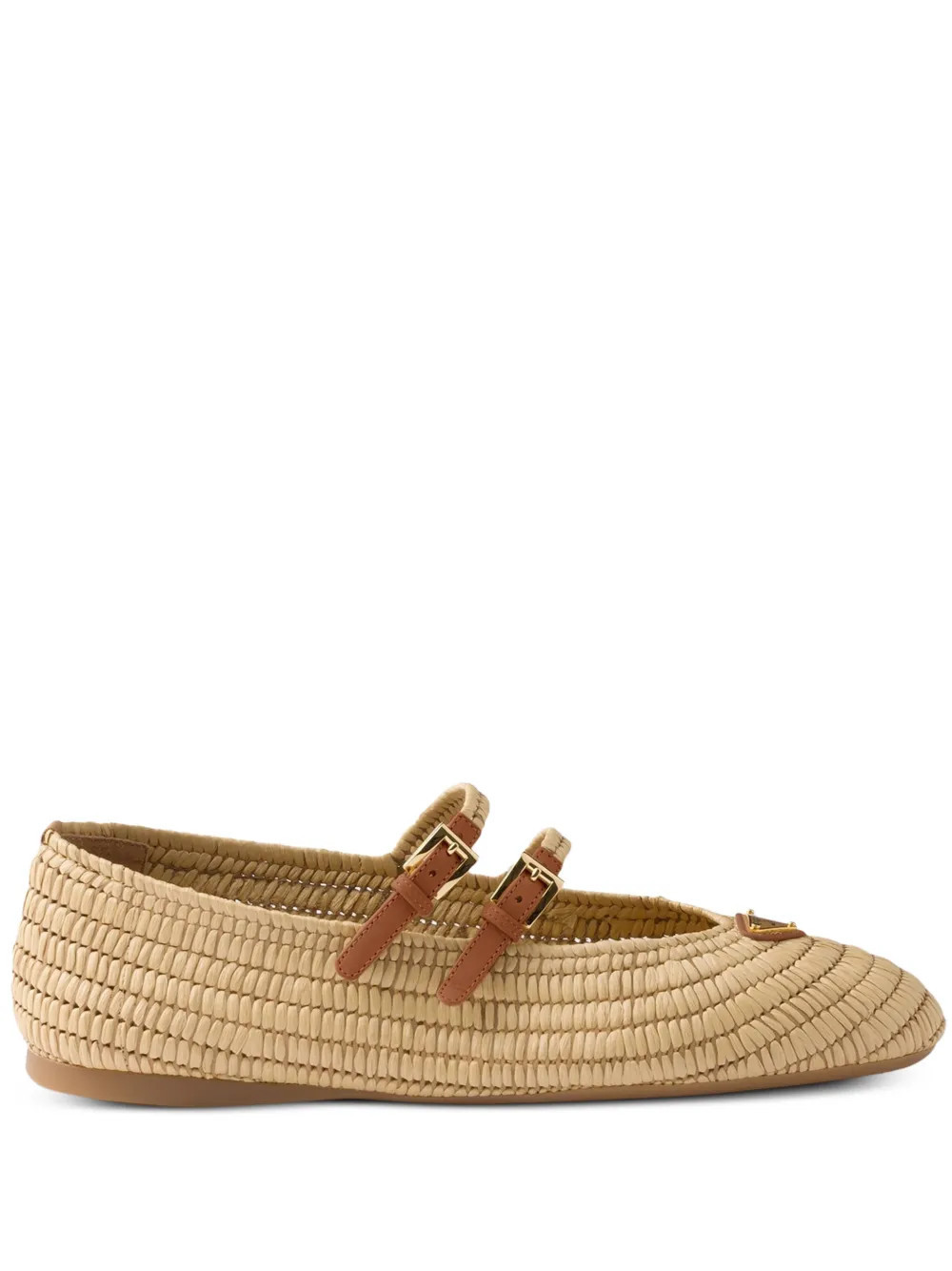 Prada buckle-strap crochet ballerinas - Neutrals | Farfetch Global