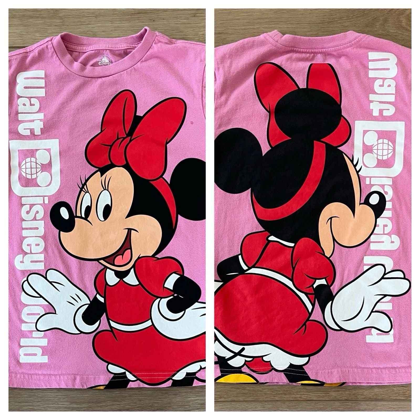 Disney Parks Walt Disney World Pink Minnie Mouse AOP T-Shirt Girls Youth 9/10 | eBay US