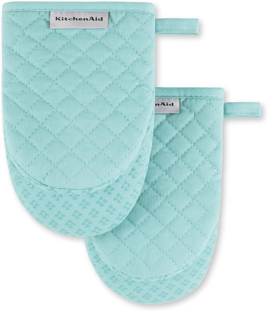 KitchenAid Asteroid Mini Oven Mitt 2-Pack Set, Mineral Water Aqua, 5.5"x8" | Amazon (US)