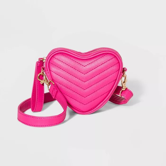 Women's Heart Shaped Mini Fanny Pack with Chevron Quilting - Wild Fable™ Pink | Target
