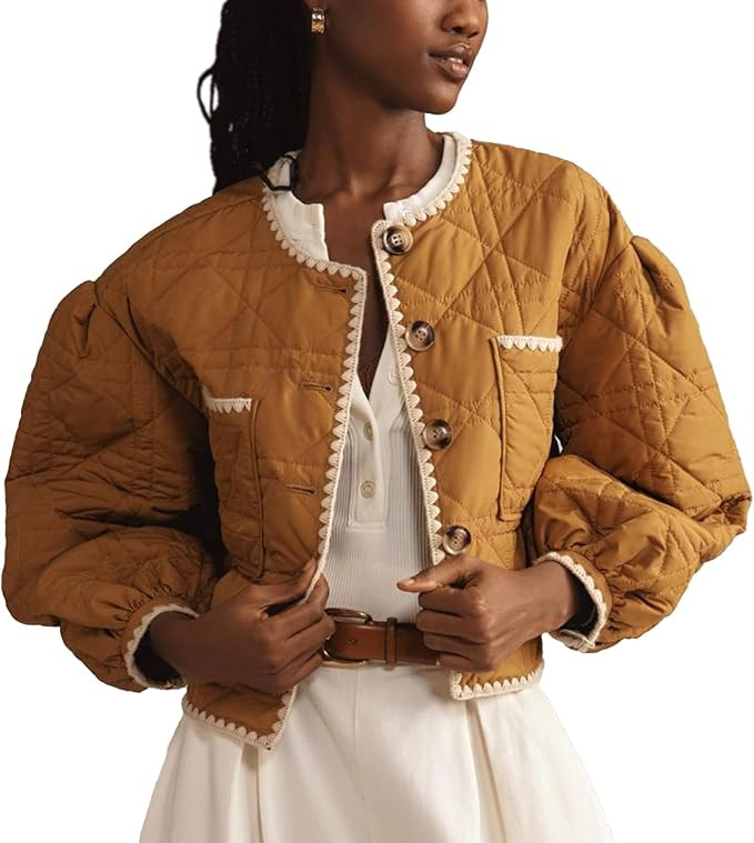 UATKIMI Women's Quilted Jacket Lightweight Long Sleeve Cardigan Button Coat | Amazon (US)