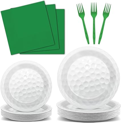 Qyeahkj 100 Pcs Golf Party Supplies Plates and Napkins Set Golf Birthday Decorations Paper Tablew... | Amazon (US)