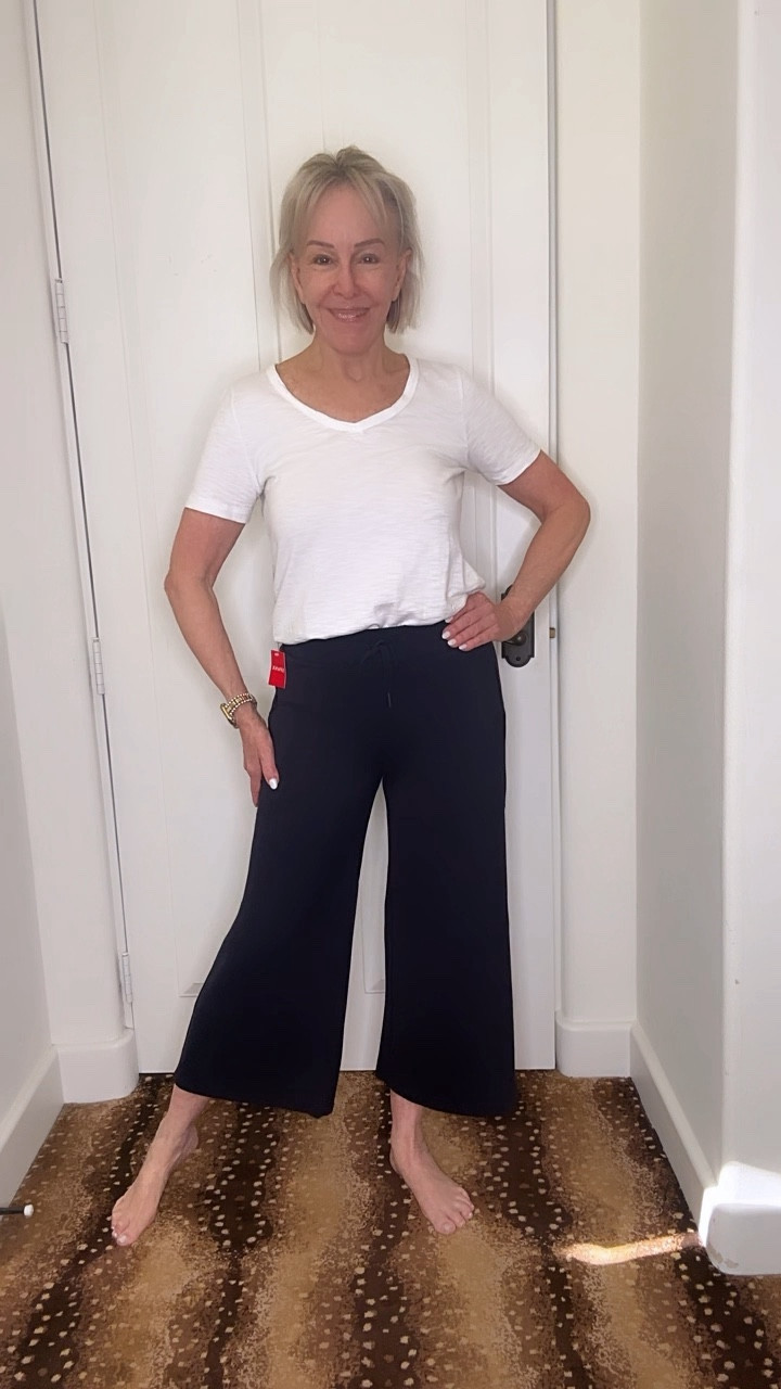 Spanx sale extended. These crop pants are so soft and comfy! They also come in black. Great for travel style, about and about or hanging out at home. 
#croppants #spanx #athleisure 

#LTKtravel #LTKCyberWeek #LTKover40