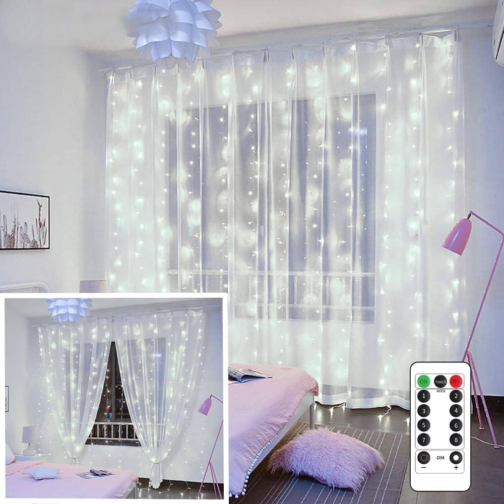 YEOLEH String Lights Curtain,USB Powered Fairy Lights for Bedroom Wall Party,8 Modes & IP64 Water... | Amazon (US)