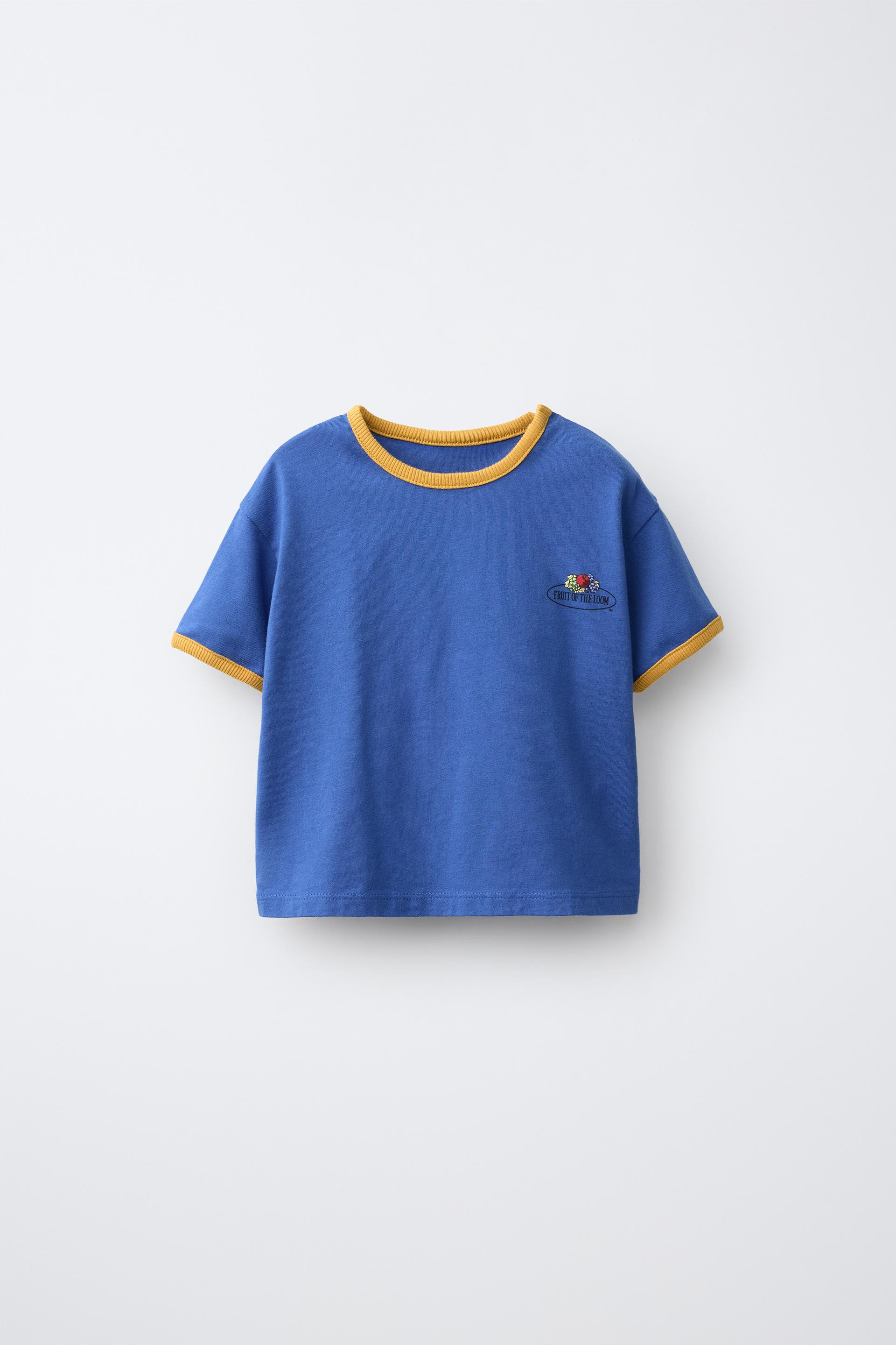 Zara - Fruit Of The Loom™ Contrast Trim T-Shirt - Bluish - 3-6 Months (26,8 Inches) - Kids | Zara US
