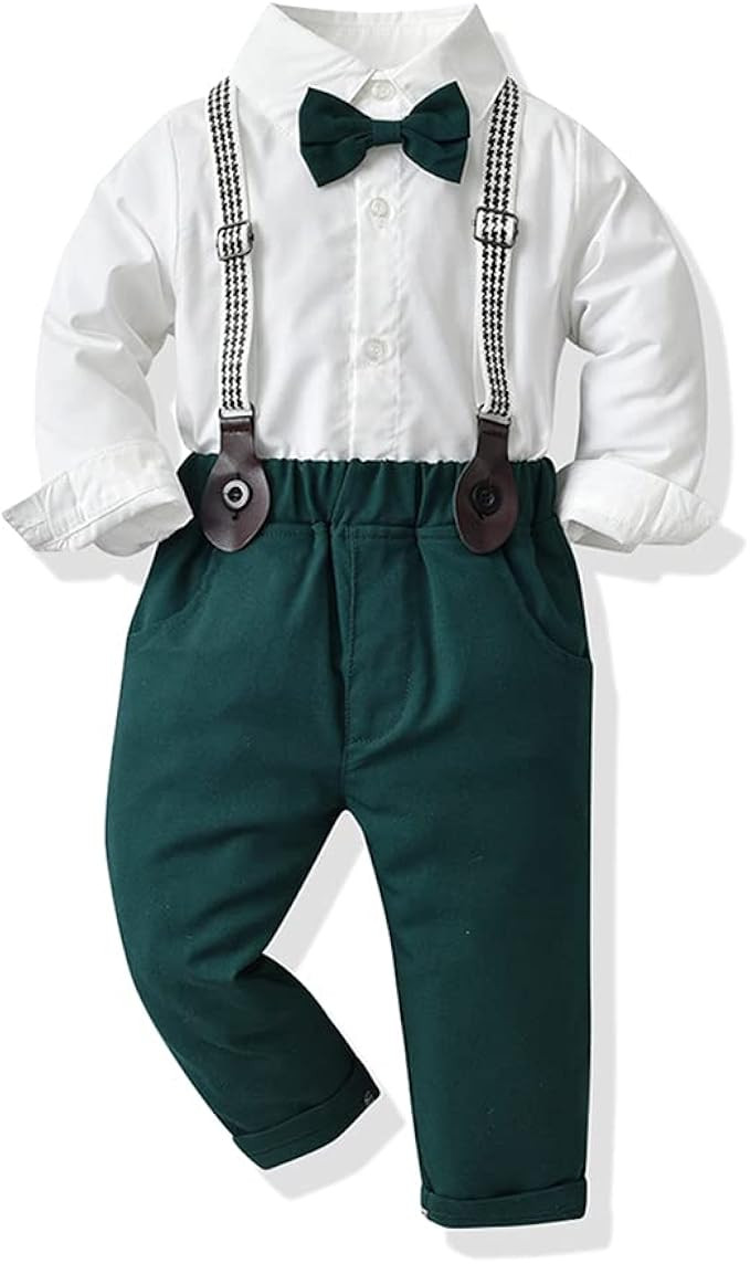 JunNeng Baby Boy Outfits Suits Formal Clothes Sets,Toddler Gentleman Bowtie Dress Shirt+Suspender... | Amazon (US)