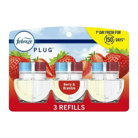 Febreze Plug In Air Freshener, Odor-Fighting Scented Oil Refill, Berry & Bramble, 3 Refills | Walmart (US)