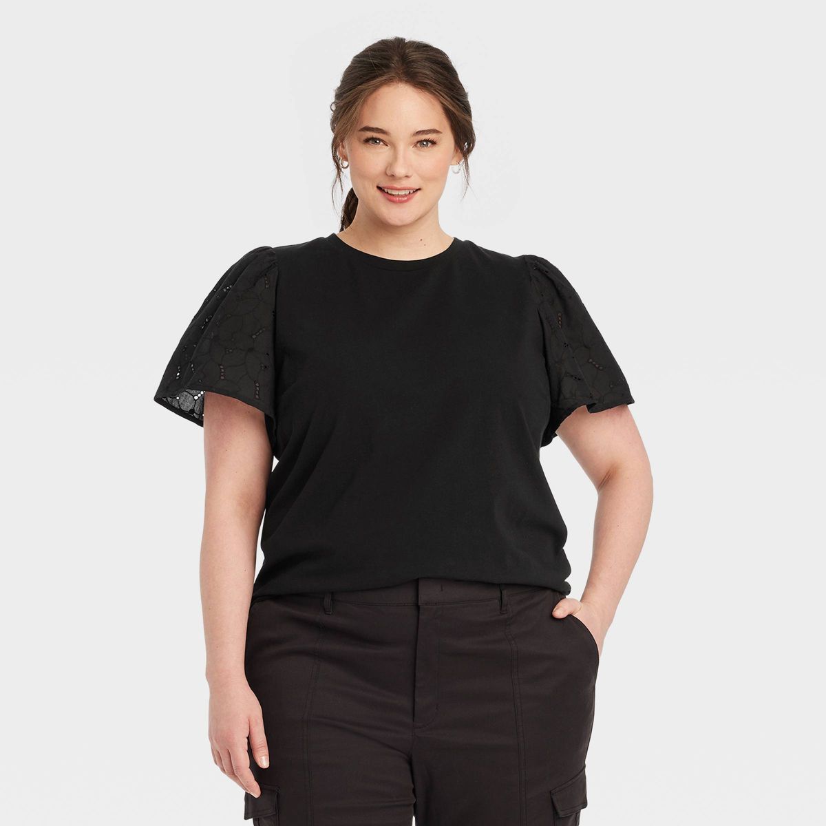 Women's KTW Puff Elbow Sleeve T-Shirt - A New Day™ White XL | Target