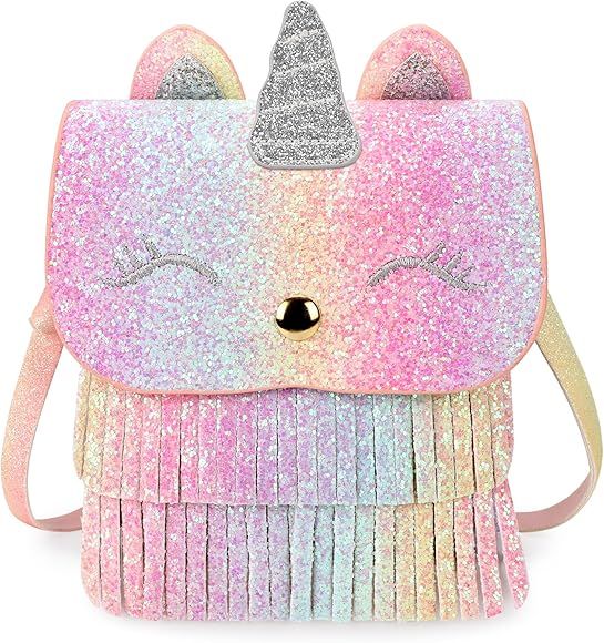 mibasies Unicorn Gifts Little Girls Purse for Kids Toddler Tassel Shoulder Bag Crossbody Bag | Amazon (US)