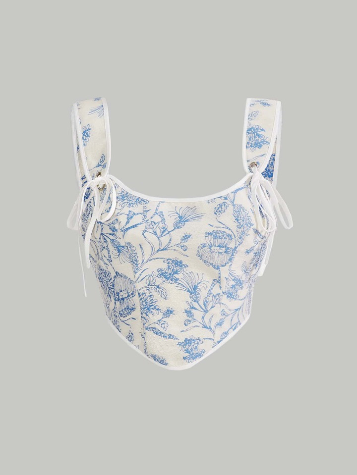 SHEIN MOD Floral Print Knot Front Cami Top | SHEIN