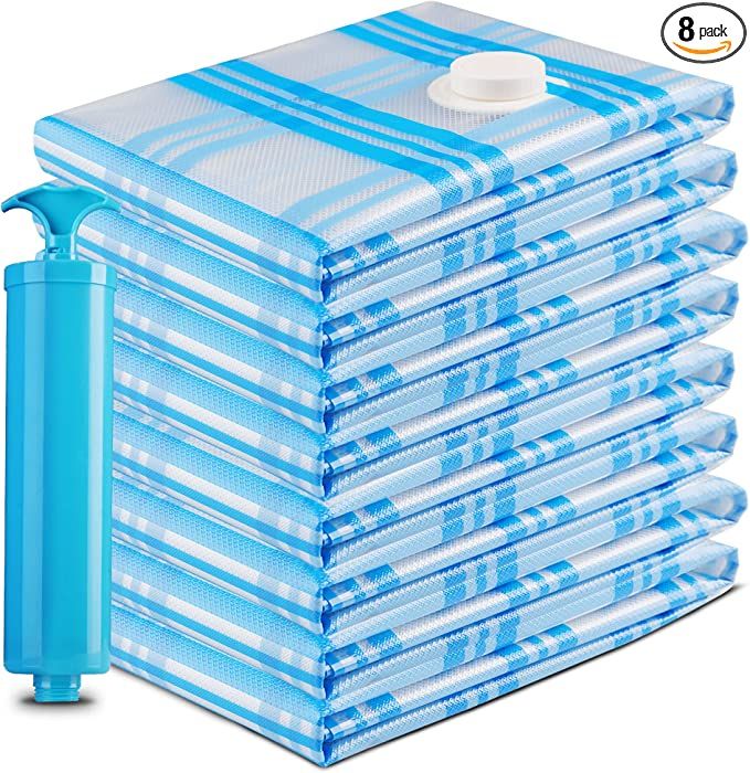Vacuum Storage Bags, 8 Jumbo Space Saver Vacuum Seal Storage Bags for Clothes, Comforters and Bla... | Amazon (US)