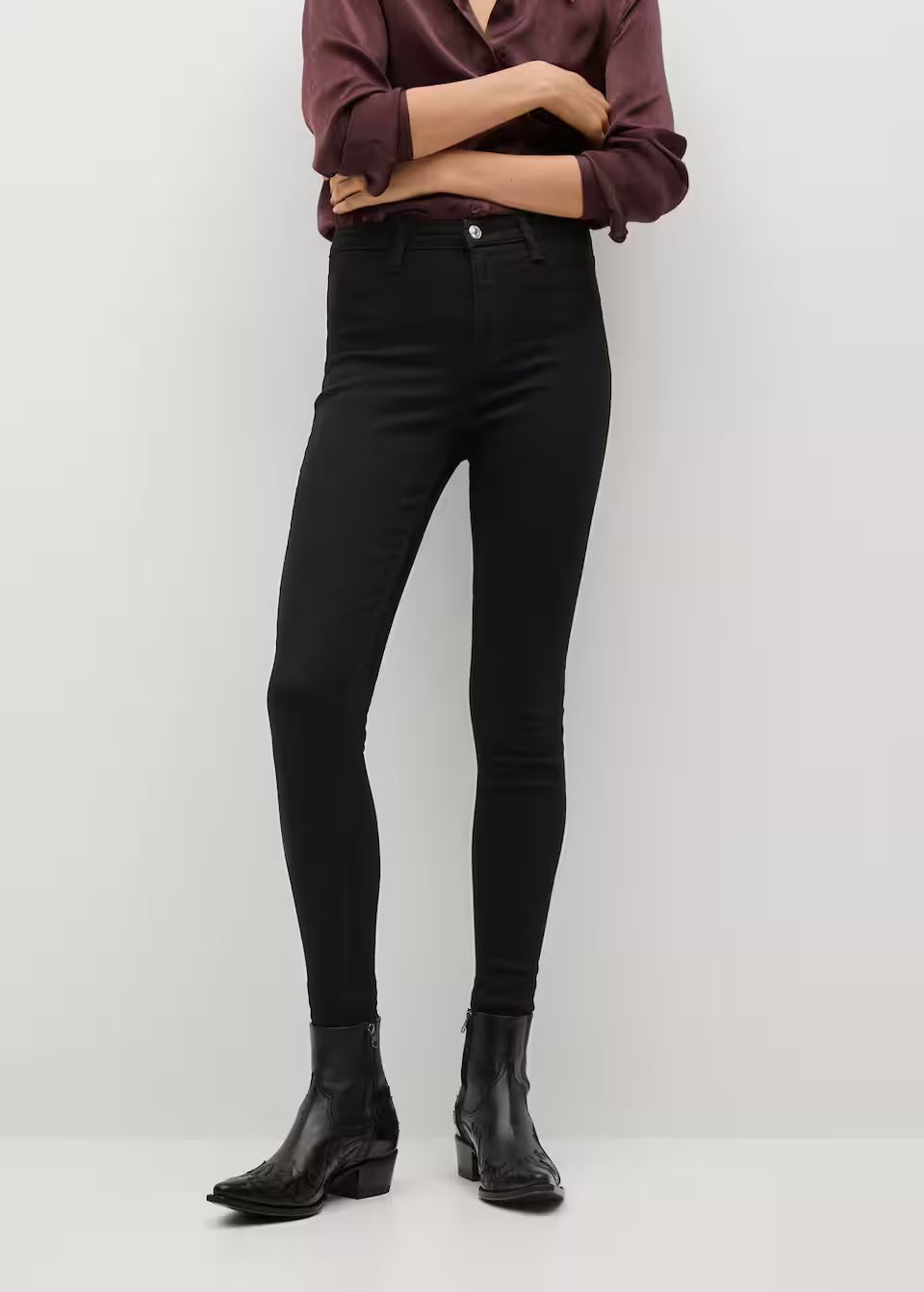 High-waist cotton-blend jeggings | MANGO (US)