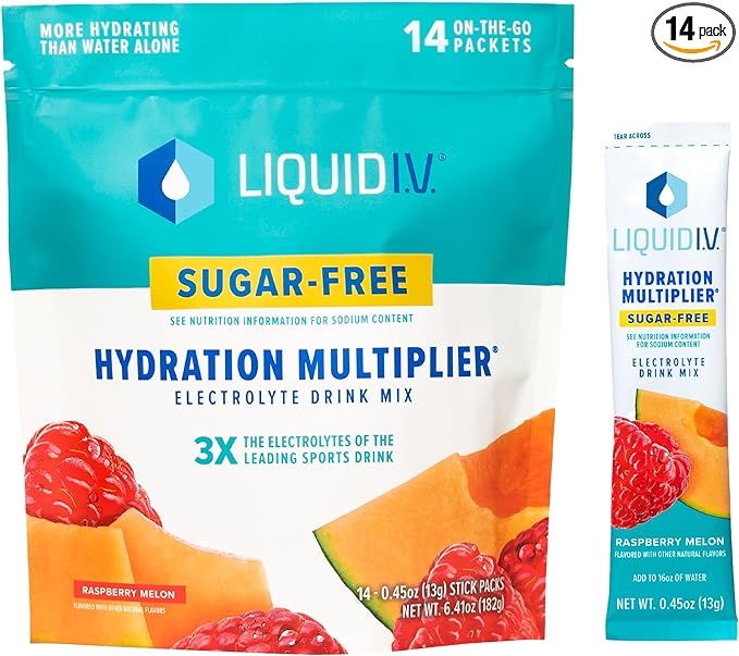 Liquid I.V. Sugar-Free Hydration Multiplier - Raspberry Melon – Hydration Powder Packets | Elec... | Amazon (US)