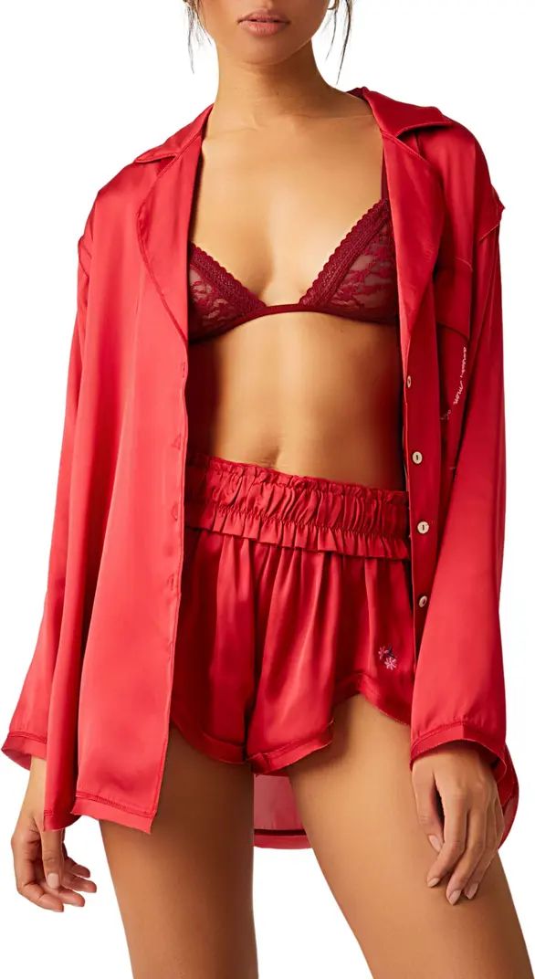 Like Honey Long-Sleeve Satin Pajama Shirt | Nordstrom