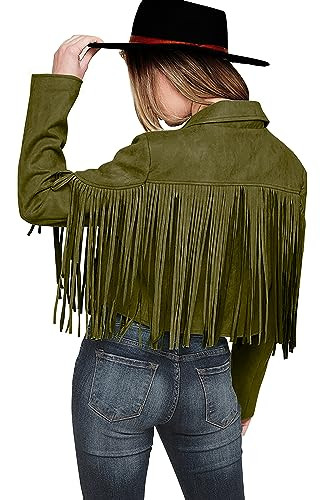 PRETTYGARDEN Women's Fringe Faux Suede Leather Jackets Fall Fashion 2026 Tassel Motorcycle Croppe... | Amazon (US)