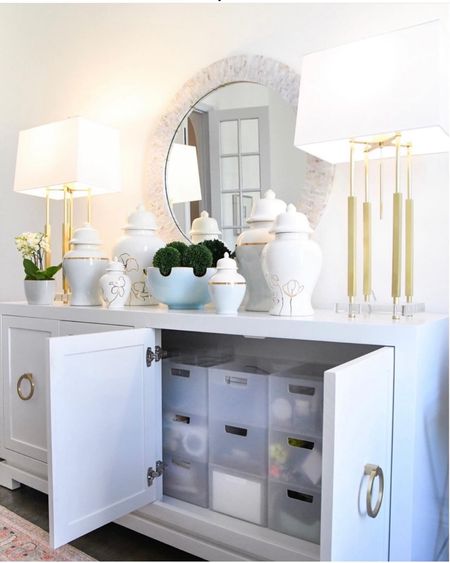Office organizers, home office console, lamps, round capiz mirror 


#LTKhome