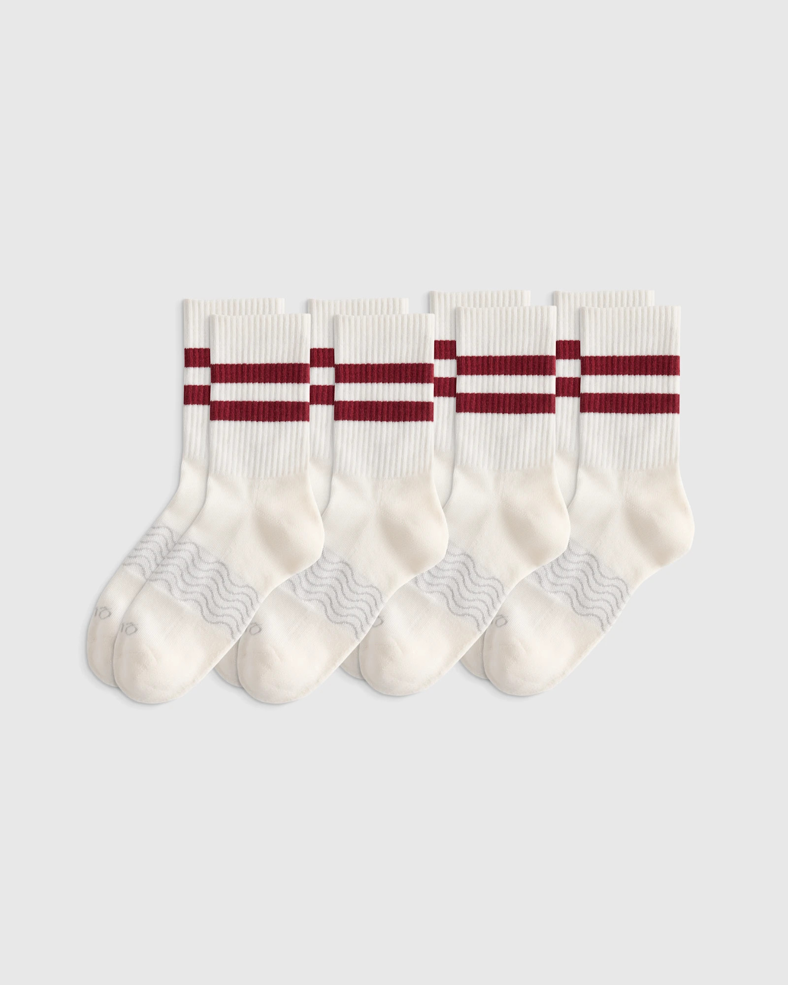 Everyday Cotton Varsity Stripes Half-Crew Sock (4-Pack) in Ivory/Maroon Stripe | Quince