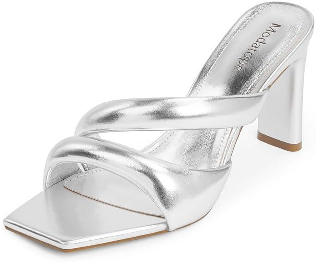 Modatope Heeled Mules for Women Square Toe Heels Chunky Block Heeled Sandals Dress Shoes | Amazon (US)