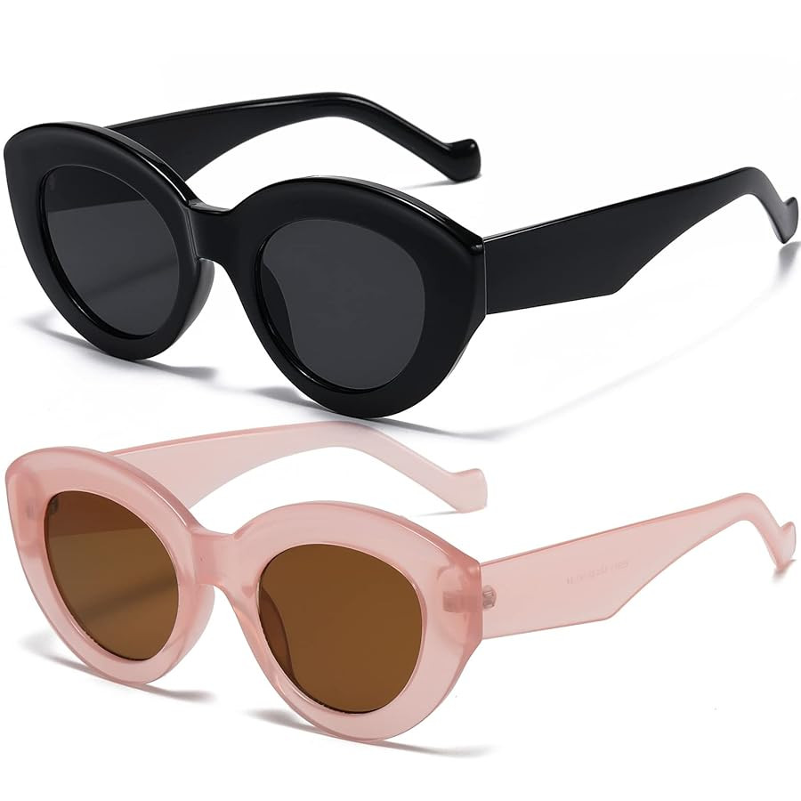 AIEYEZO Oversized Cat Eye Sunglasses for Women Cute Oval Thick Frame Cateye Sun Glasses Chic Retr... | Amazon (US)