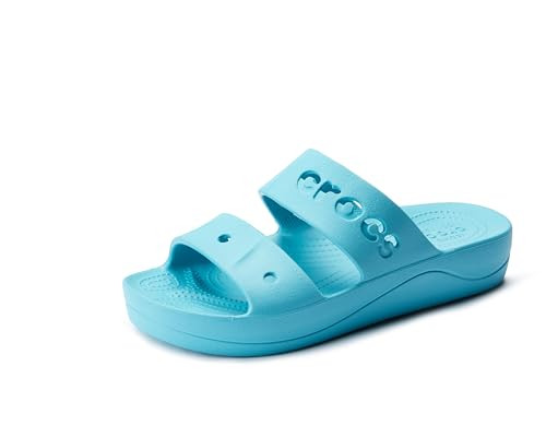 Crocs Women's Baya Platform Sandals | Slides Women, Digital Aqua, 10 Women | Amazon (US)