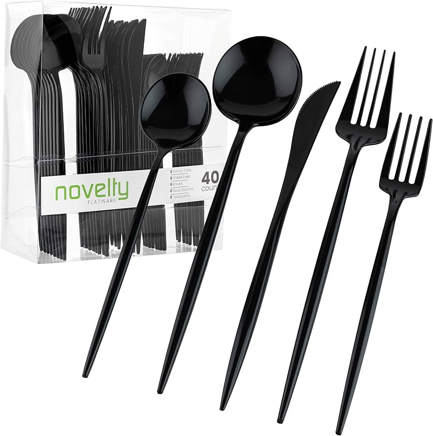 Novelty Modern Flatware Cutlery Combo Set (Black, 40) | Amazon (US)