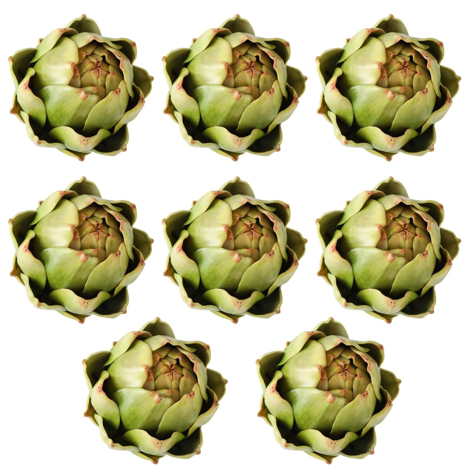 [8-Pack] Large Green Faux Artichokes - Artificial Vegetables and Fake Fruits for Kitchen Decorati... | Amazon (US)