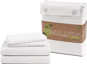 LANE LINEN 100% Organic Cotton White Queen Sheets, 4-Piece Bed Sheets Percale Weave Ultra Soft Se... | Amazon (US)