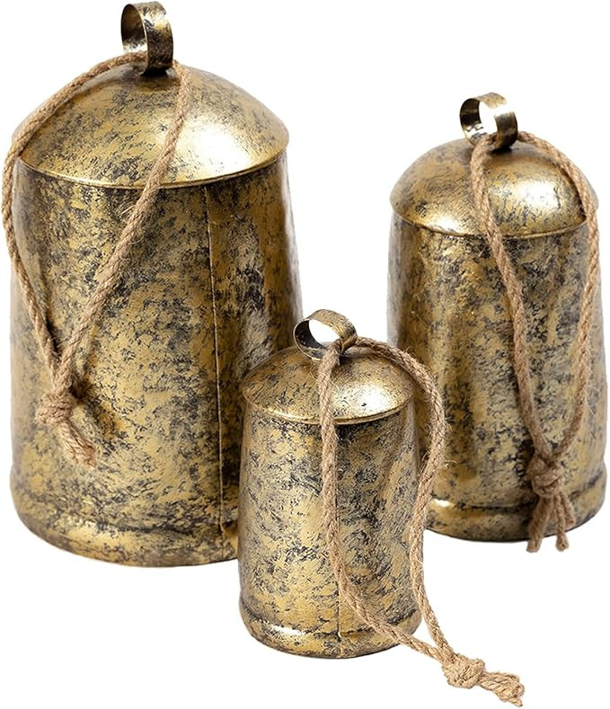 Metal Harmony Bells Set of 3, Shabby Chic Cow Bells for Crafts, Vintage Rustic Christmas Hanging ... | Amazon (US)