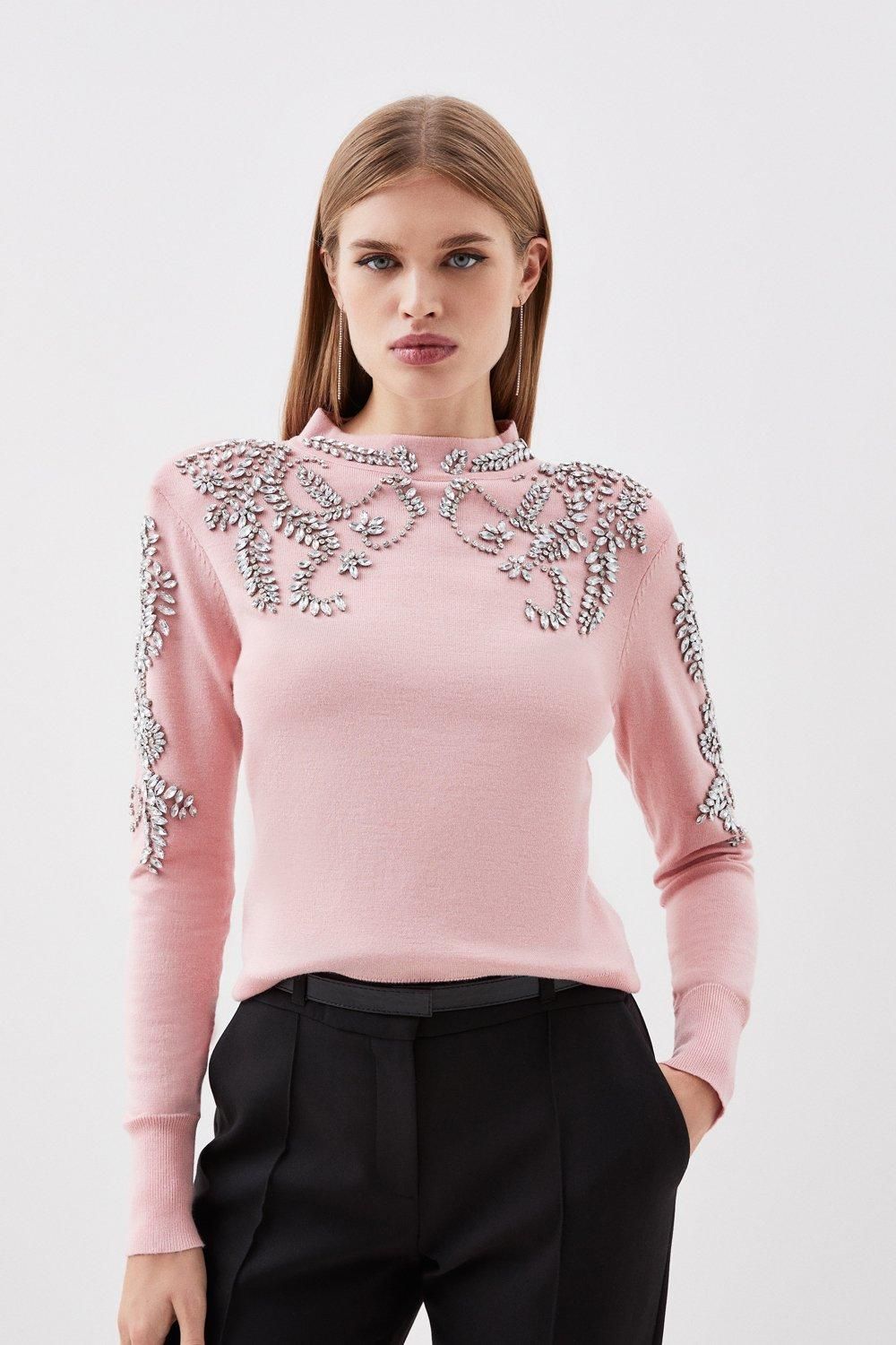 Embellished Long Sleeve Sweater | Karen Millen US