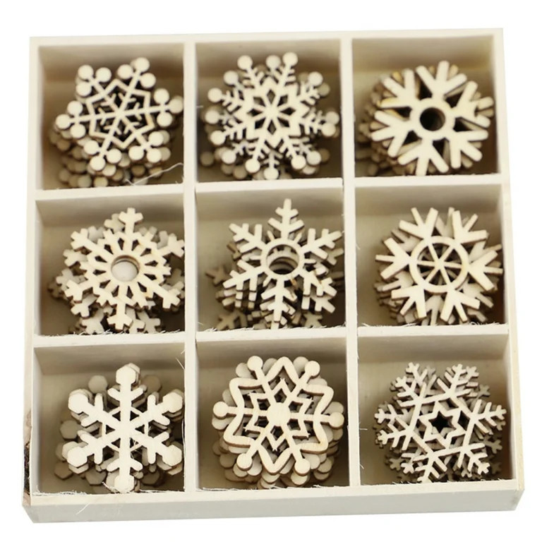 Sanwood Christmas Pendants,72Pcs Wood Christmas Tree Ornament Hanging Pendant Snowflake Star Bell... | Walmart (US)