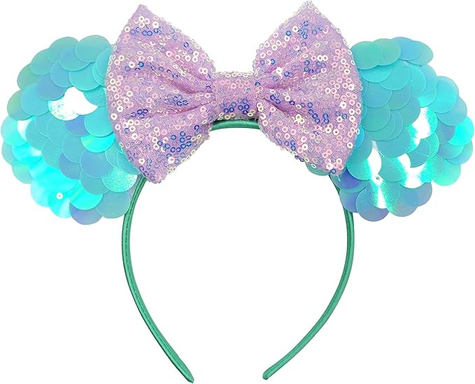 Mermaid Mouse Ears Headband for Women Girls Princess Dress Accessories Decorations Party Mermaid ... | Amazon (US)