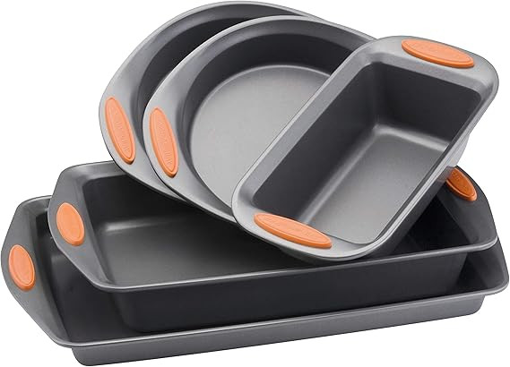Rachael Ray 55673 Nonstick Bakeware Set with Grips includes Nonstick Bread Pan, Baking Pans and C... | Amazon (US)