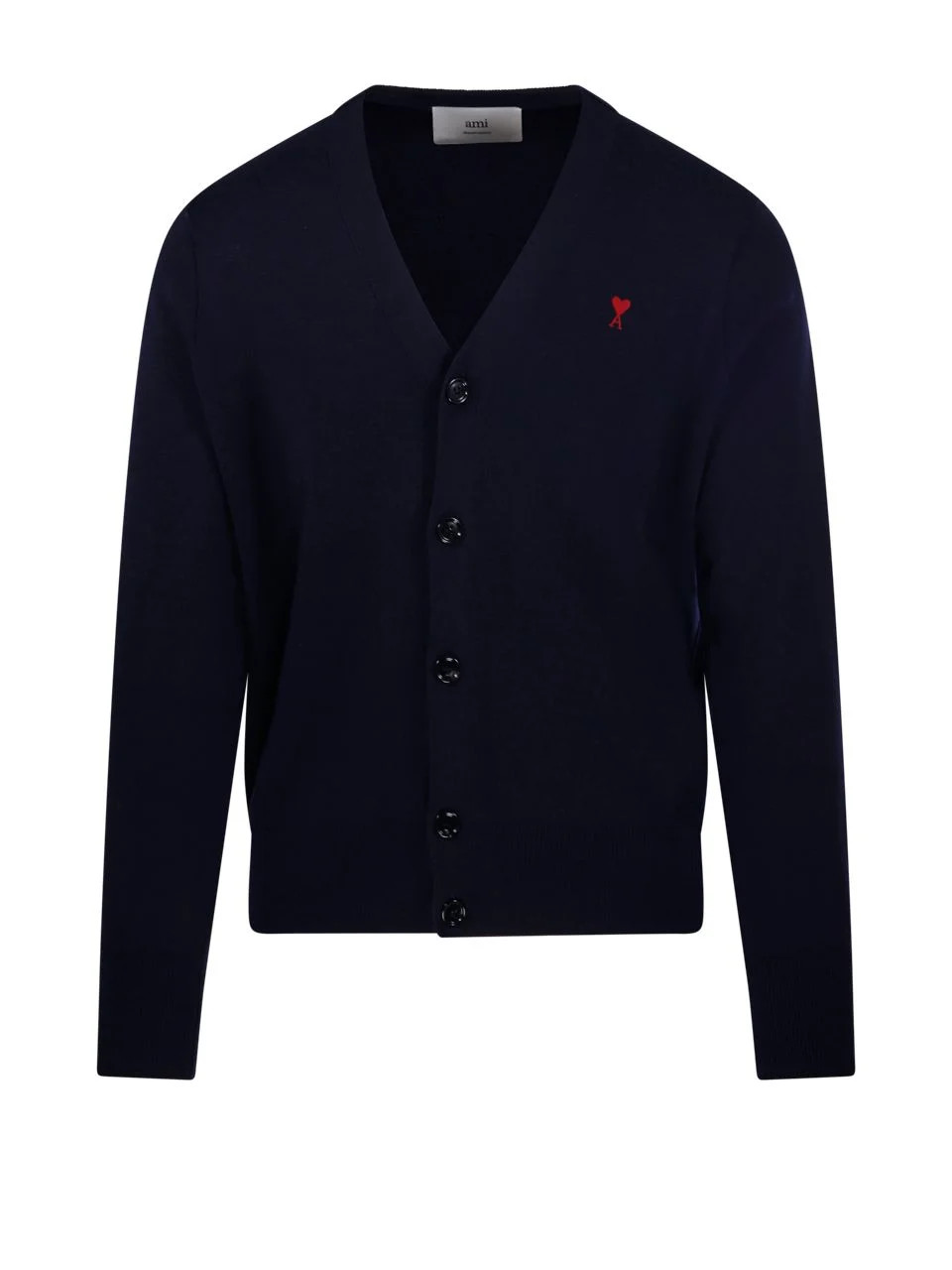 AMI Paris Logo Embroidered V-Neck Cardigan | Cettire Global