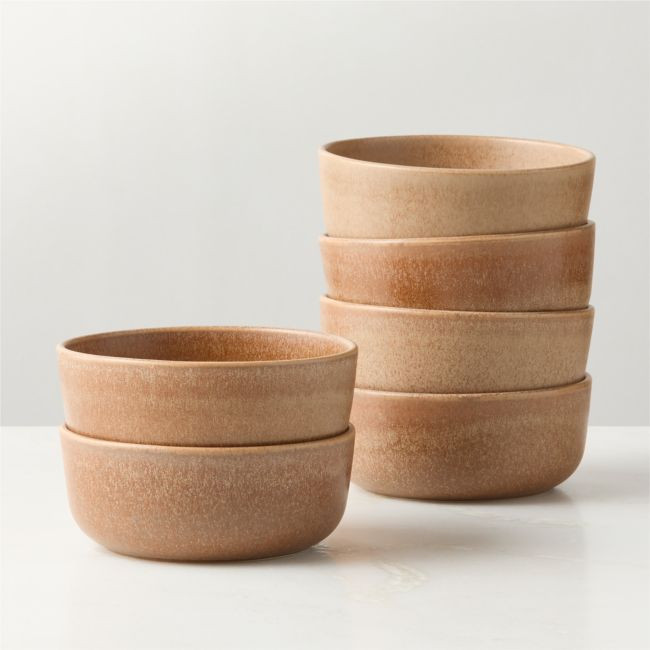 Drift Tan Soup Bowls with Reactive Glaze Set of 6 | CB2