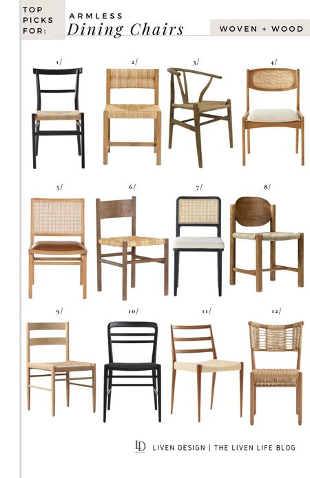 Armless woven dining chair. Wood chair. Side chair. Rattan cane chair. Dining room.  Breakfast nook. Farmhouse chair. Traditional chair. Coastal. Upholstered seat chair. 

#LTKSeasonal #LTKhome #LTKstyletip
