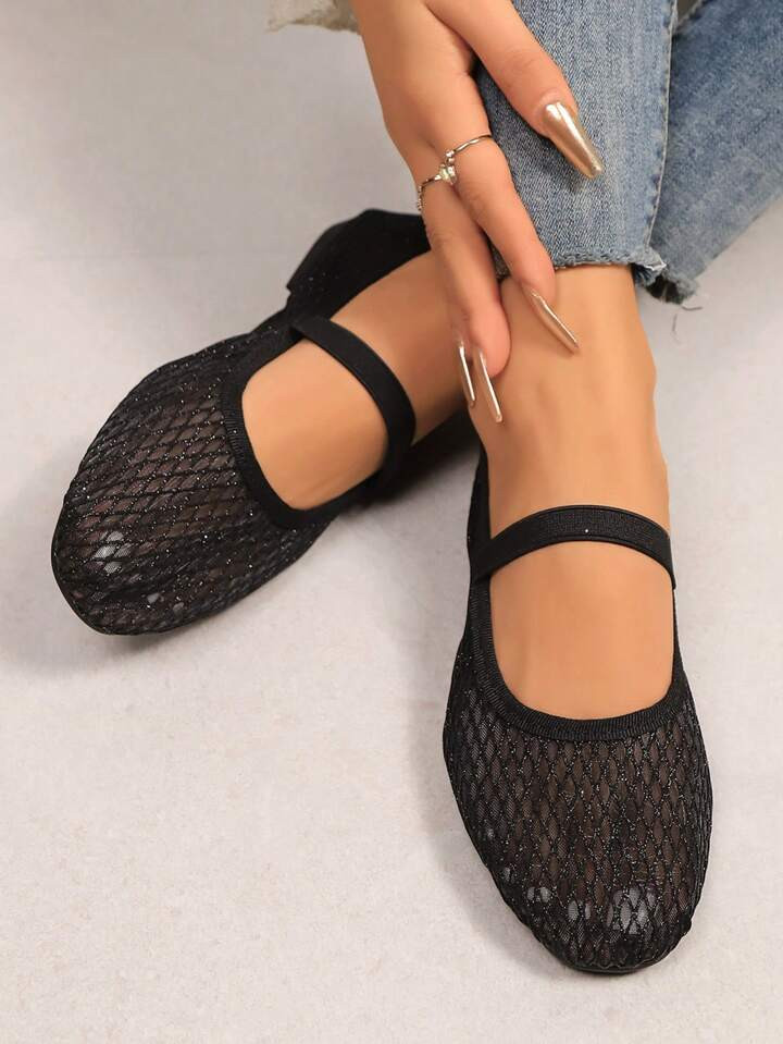 New Arrival Mesh Strap Ballet Style Breathable Fashion Flats, Chic French Soft Casual Loafers Suitable For Dresses, Summer | SHEIN