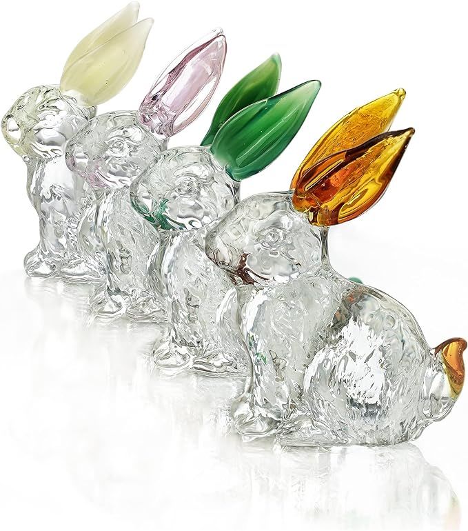 H&D HYALINE & DORA Crystal Easter Bunny Figurines, Spring Easter Rabbit Decor Statue, Crystal Cle... | Amazon (US)
