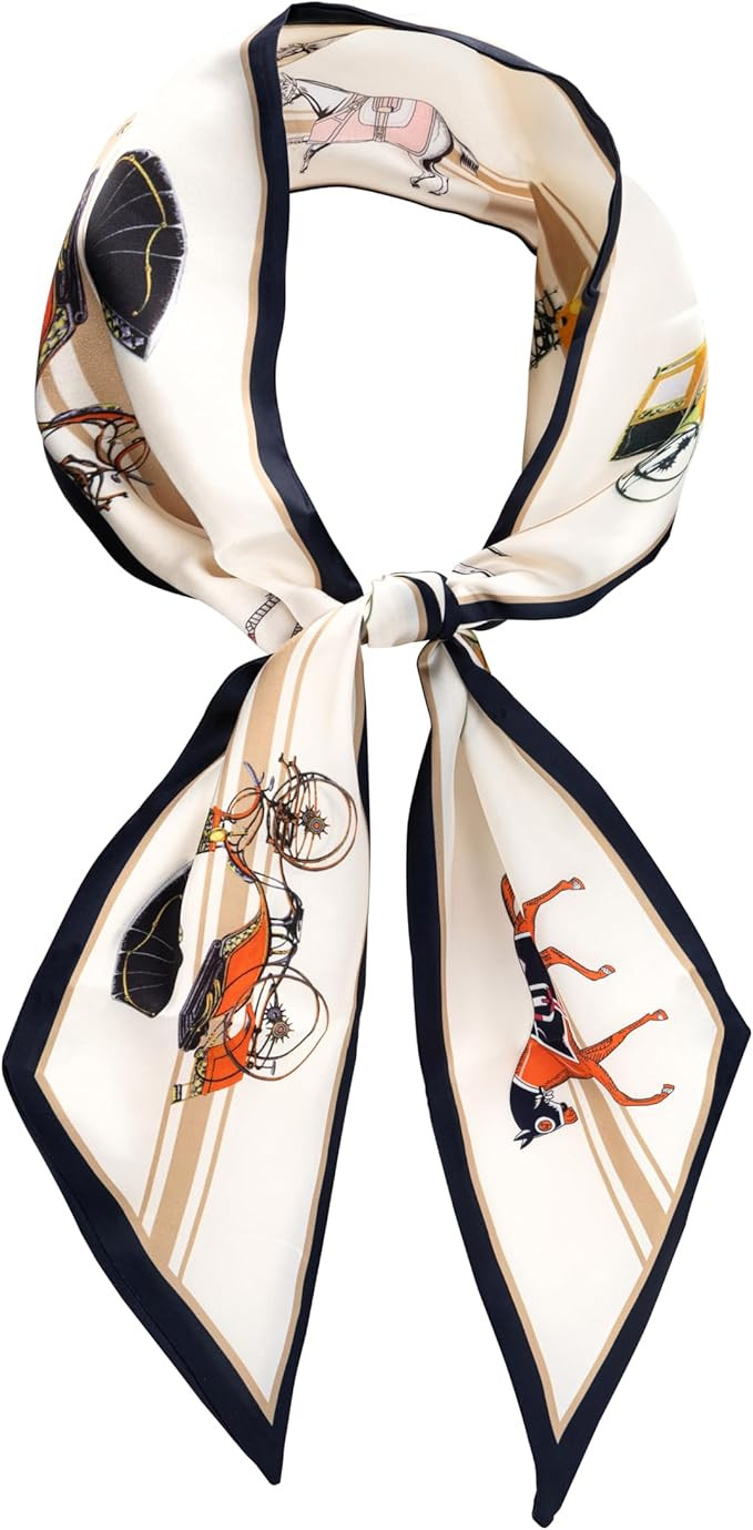 NextArt Equestrian Satin Scarf for Women, Silk-Feel Hair Neck or Handbag Accessory, Lightweight G... | Amazon (US)